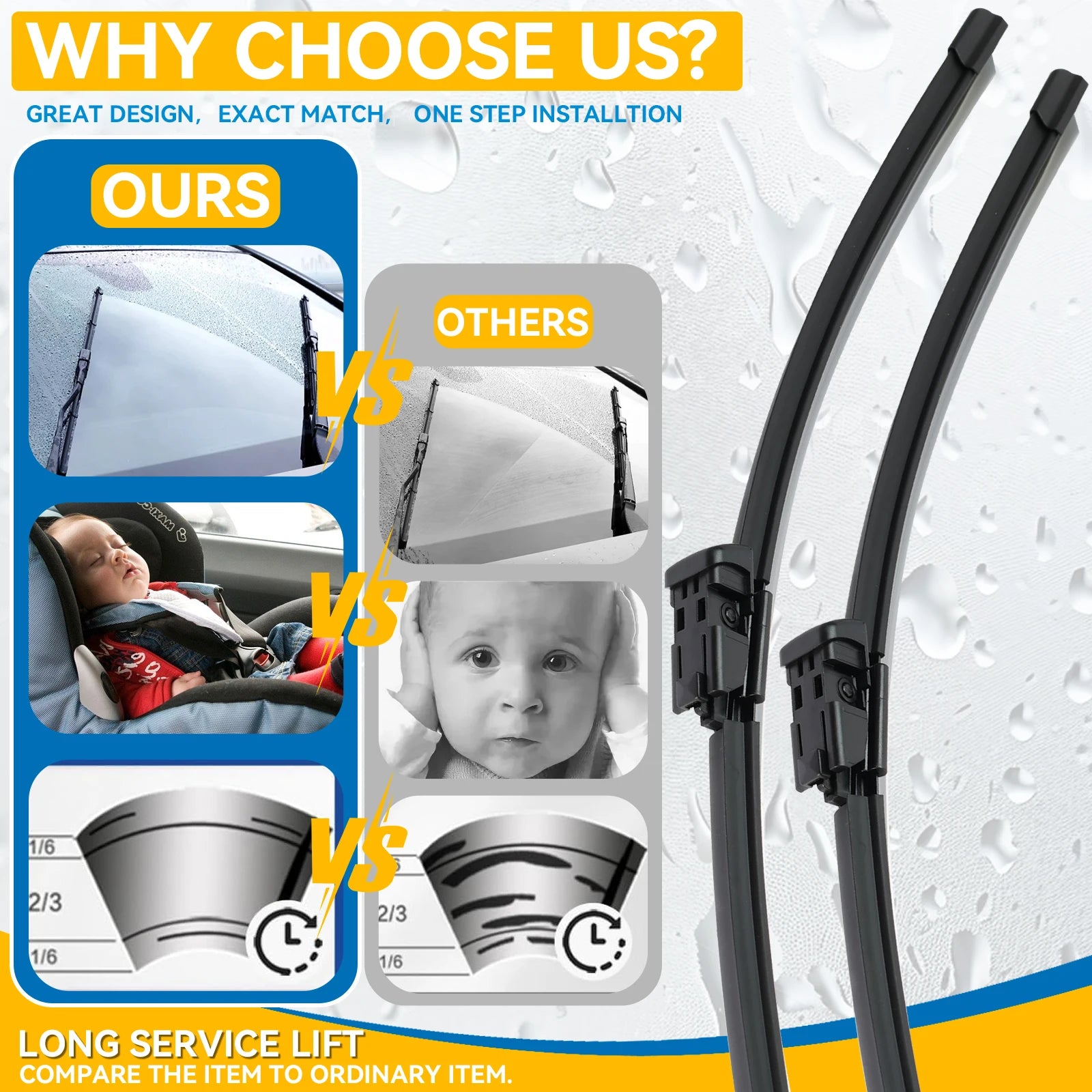 Erick's Wiper LHD Front Wiper Blades For Peugeot 208 2008 308 3008 408 508 5008 Boxer Partner Windshield Windscreen Window Brush