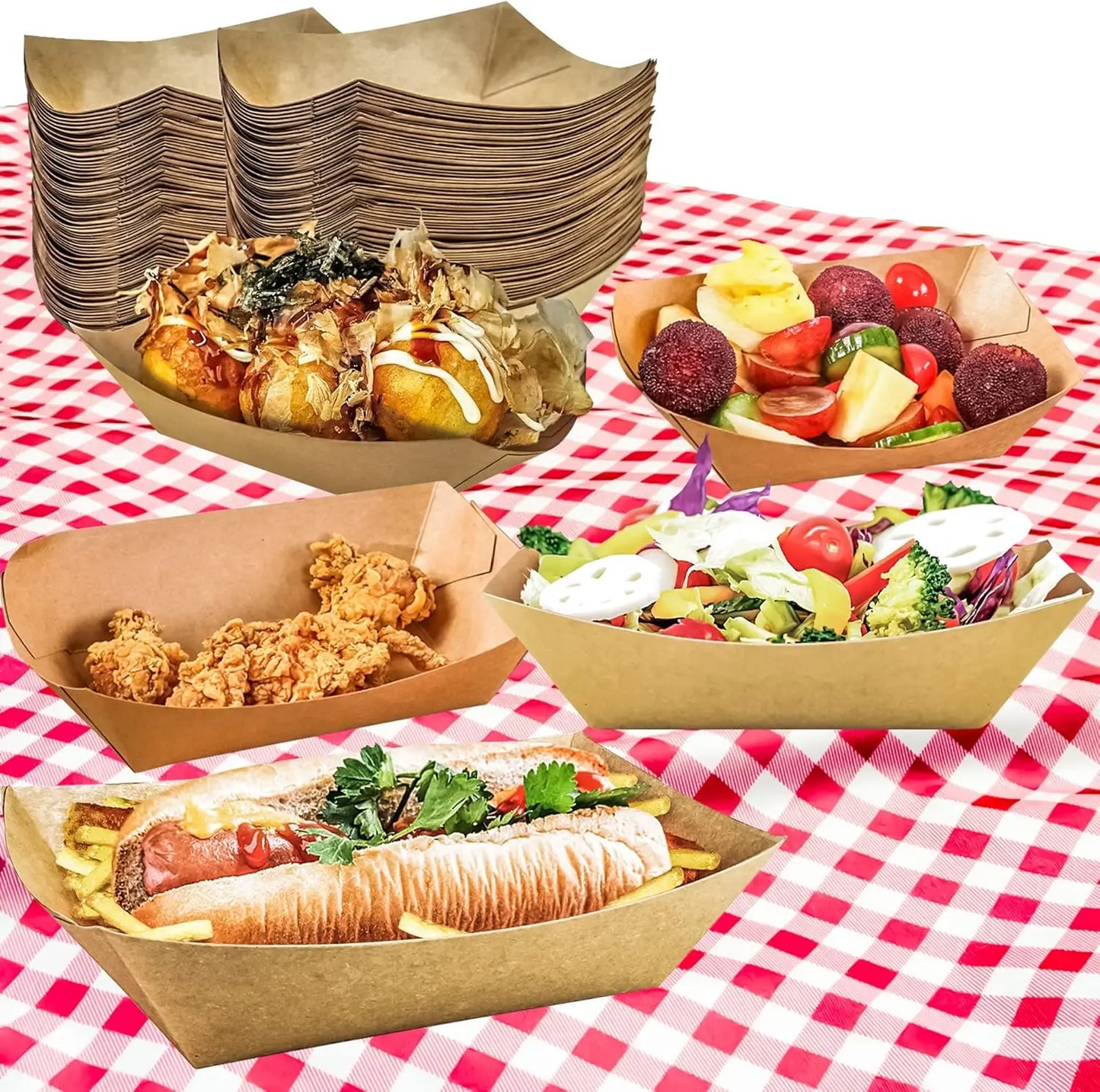 Kraft Paper Dessert Cake Food Tray Kitchen Disposable Snack Bowls Oilproof Cardboard Food Plates for Take Out Trays Supplies