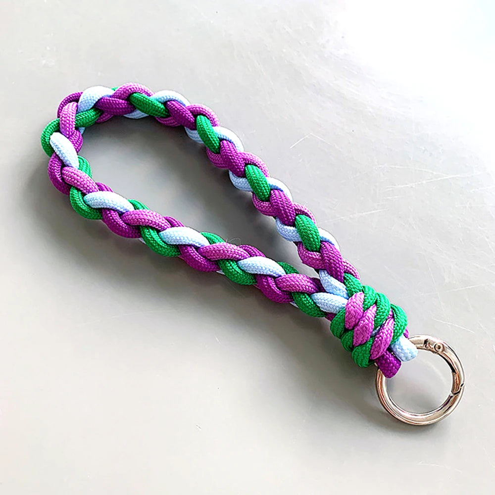 Handmade Rope Woven Keychain Phone Case Anti-lost Rope Strap Key Ring Tool Backpack Buckle Thickened Accessory Fashion Jewelry