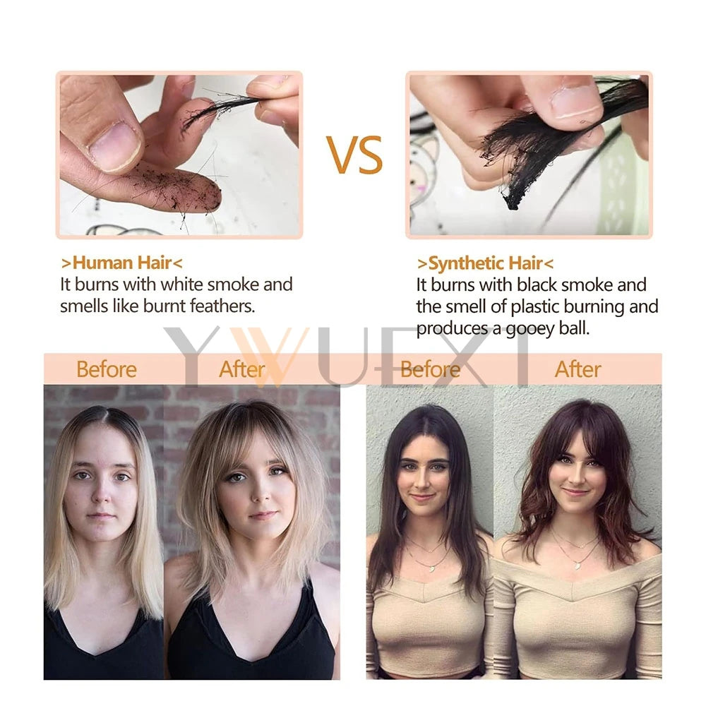 Clip In Hair Pieces Toppers 8"-12" Natural Human Hair Extensions Piece Brown Color Women With Bangs 8x12cm Base