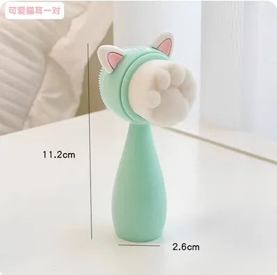 Portable face wash brush, silicone brush, facial cleanser, foam maker, cute cat claw cleaning brush