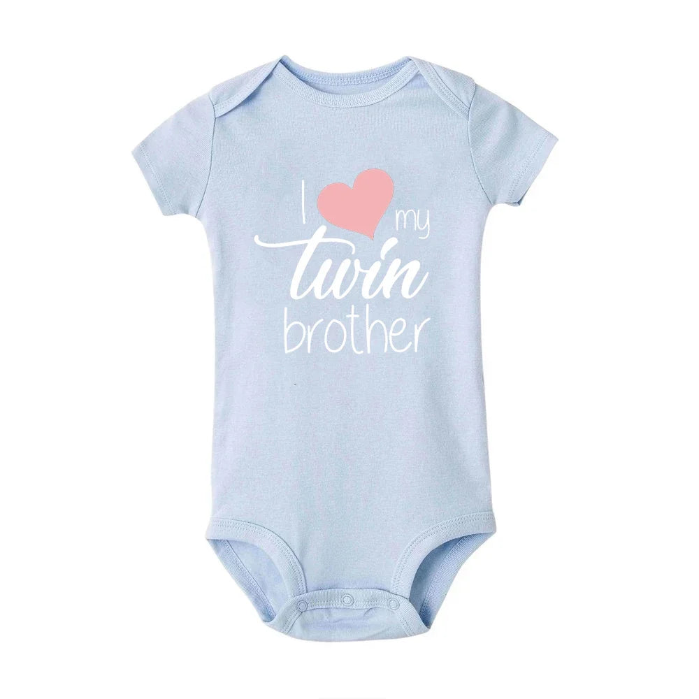 Twins Infant Bodysuit I Love My Twin Sister Brother Newborn Boys Girl Short Sleeve Jumpsuit Toddler Clothes Baby Gift Romper