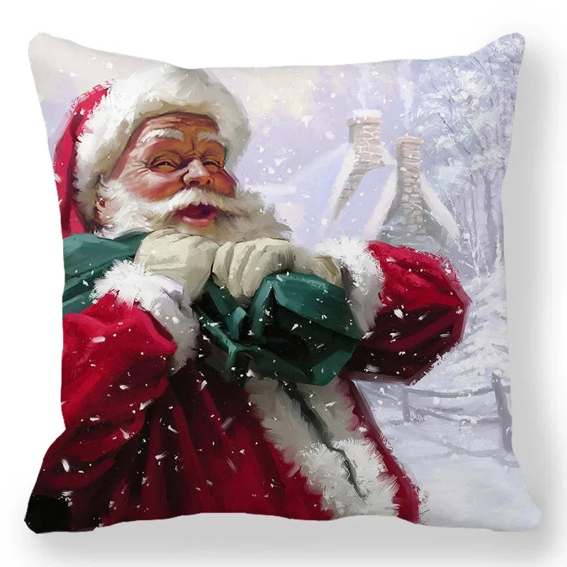 Christmas Decoration Pillowcase Santa Claus Snowman Deer Cushion Cover Home Sofa Chair