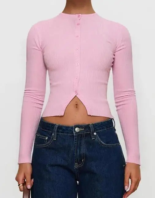 Y2K Hot Girl Pure Color Long-Sleeved Vest