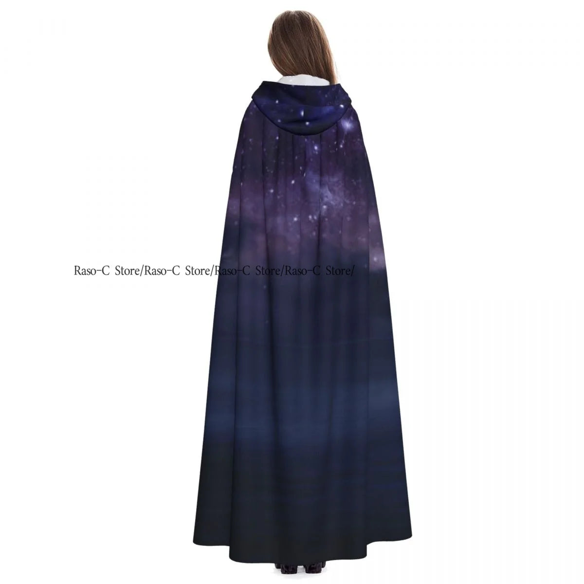 Starry Sky In The Open Sea Abstract Background Hooded Cloak Polyester Unisex Witch Cape Costume Accessory