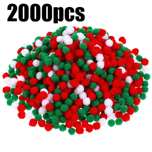 2000pcs 1cm Christmas Color Pom Poms Craft Pom Pom Balls Pompoms For Art And Crafts Making Decoration
