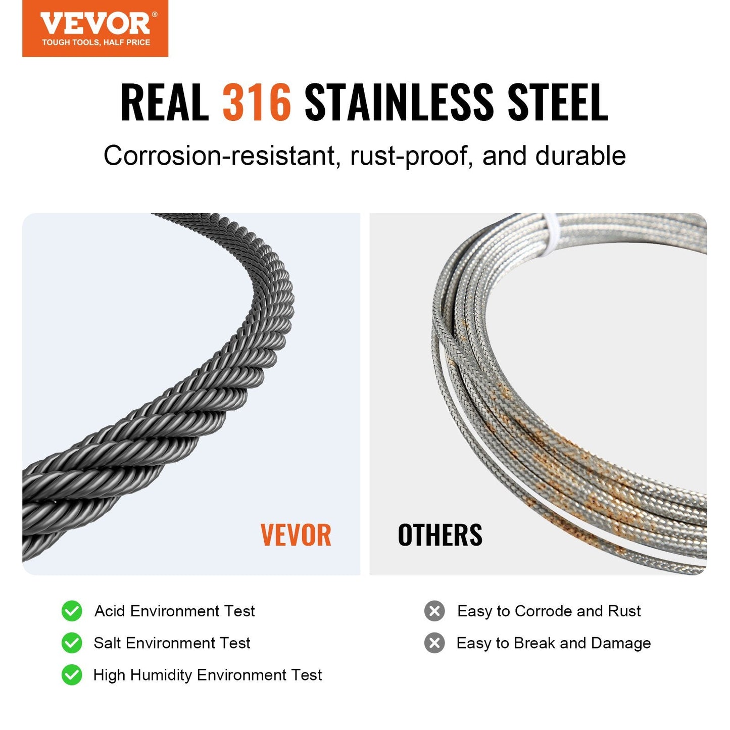 T316 Stainless Steel Cable 1/8" 7x7 Steel Wire Rope 500 Ft Cable