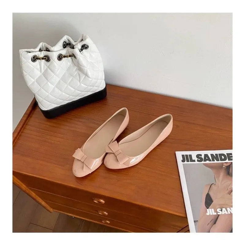2025 Summer New French Bow Inside Heightened Single Shoes Women's Mary Jane Shoes