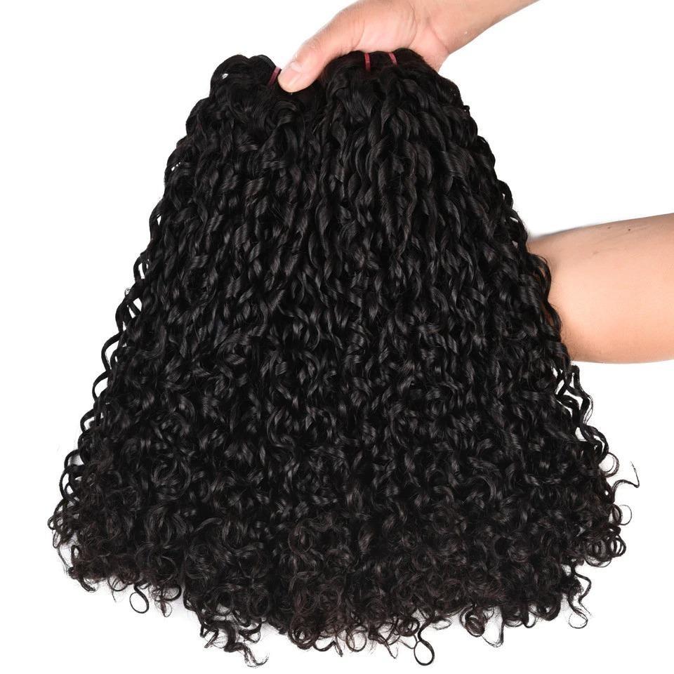 Beumax Double Drawn 12A Grade Pixie Curl BUNDLES with CLOSURES &