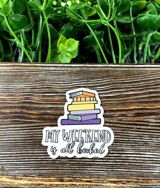 My Weekend is Booked, Love to Read, Die Cut Sticker, Books, Graphic