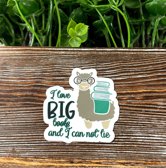 Big Books Llama, Love to Read, Die Cut Sticker, Books, Graphic Art