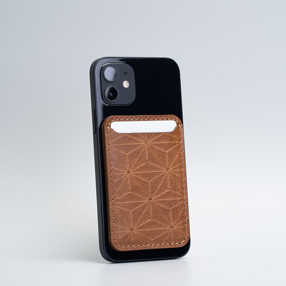 Leather Wallet compatible with MagSafe - Geometric Flower