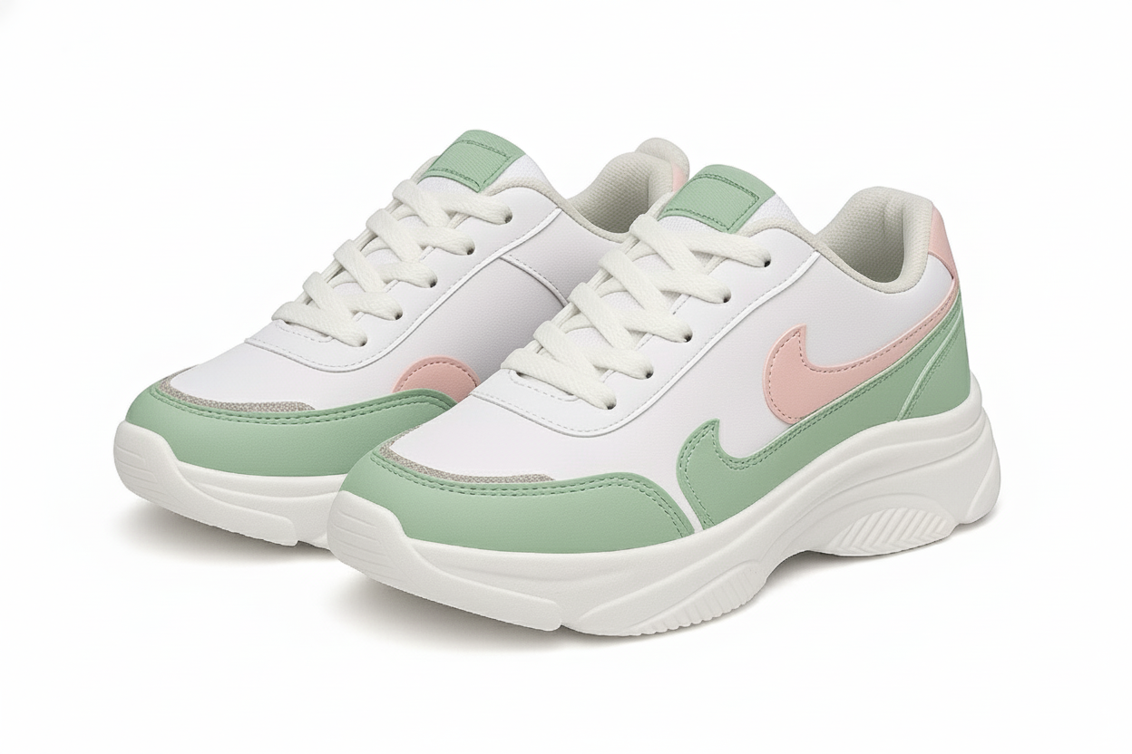 Women's Sport Sneakers White& Green (UK-6)