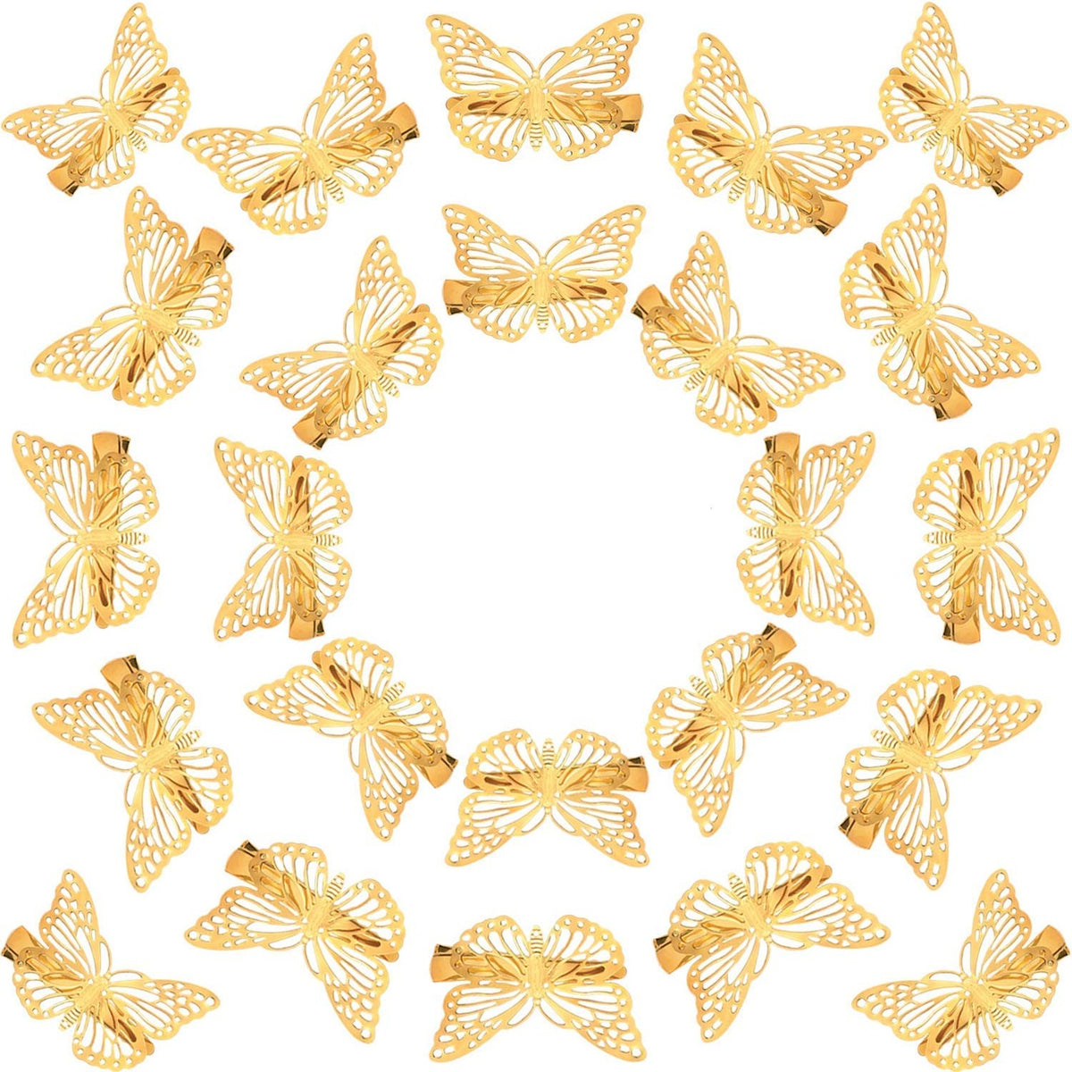 Butterfly Hair Clips Gold Set of 6
