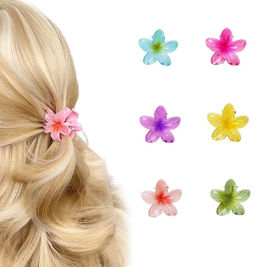 Korean Fashion Gloss Flower Hair Claw Clip Pack of 6 Pcs