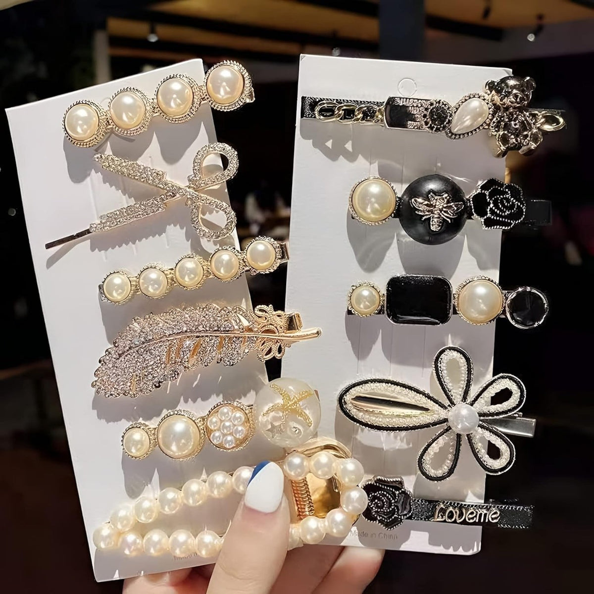 Pearl and Crystal Embellished Hair Clip Set