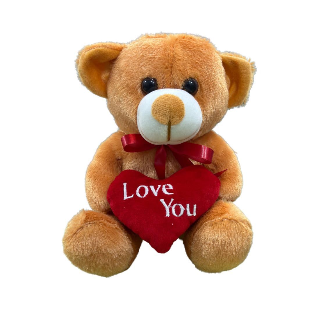 Plush Teddy Bear Love You Heart 25 cm Brown Red Bow