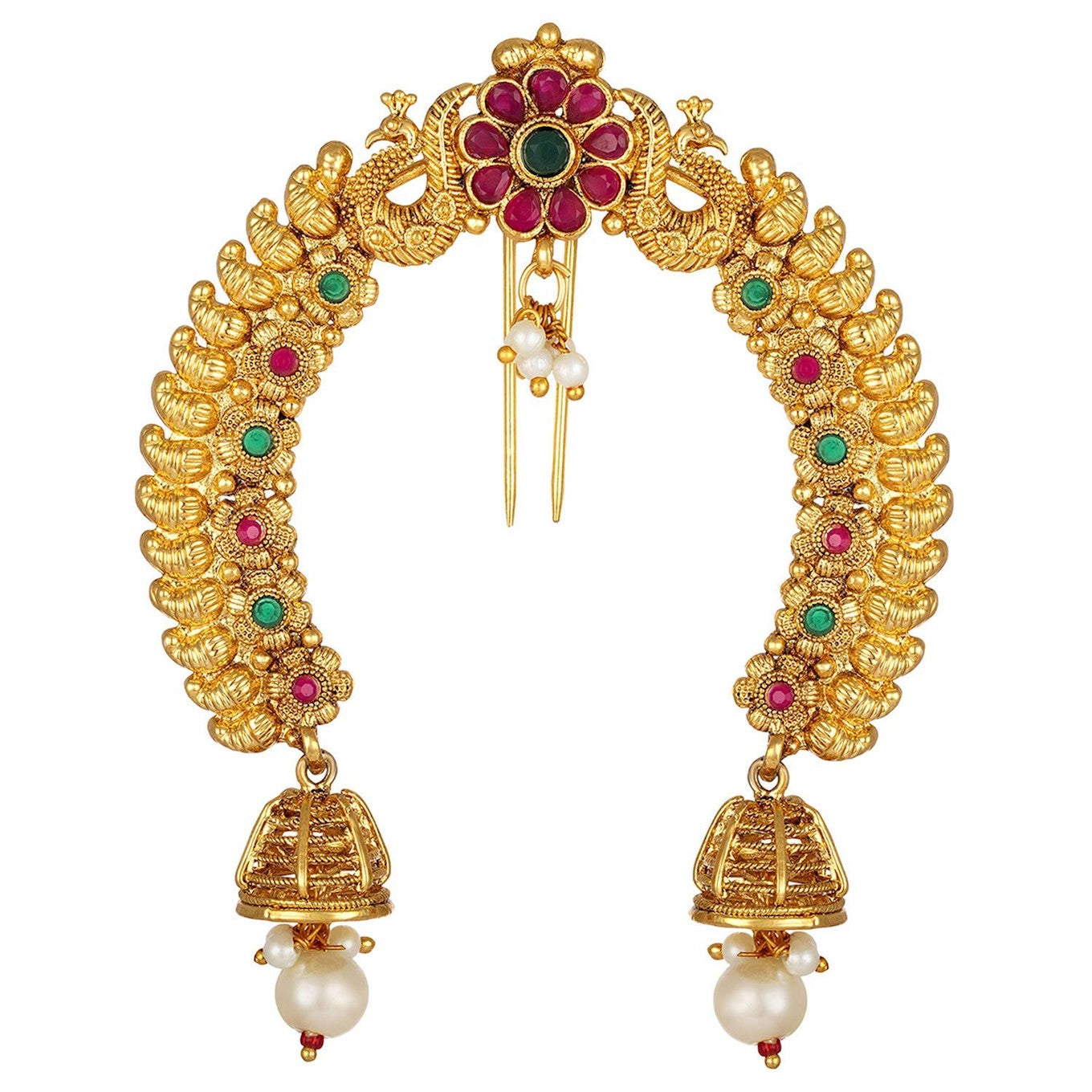 Gold Juda Pins Pearl Jhumki Style