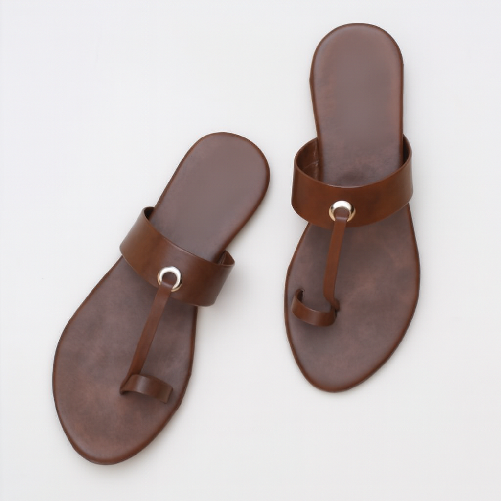 Brown Leather Toe-Loop Sandals (Size-4 UK)