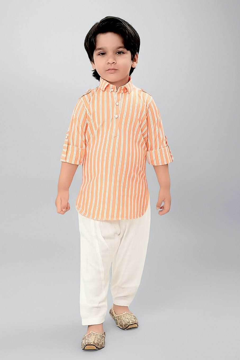 Cotton Pathani Suit for Boys-Peach (Size-18-24 MONTH) | D52