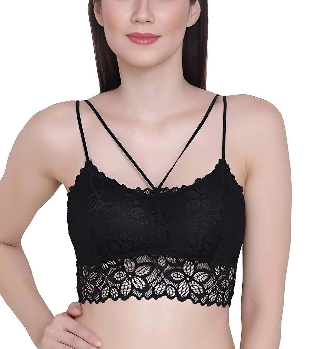 Women's Lace Lightly Padded Regular Bra-Black (Size-42C)