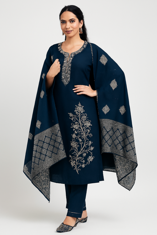 Women Kurta Set-Navy Blue (Size-S) | D07