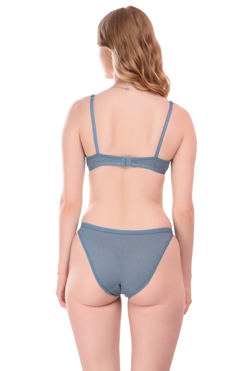 Women's Cotton Blend Lingerie Set (Size-38B) (Color-BLUE)