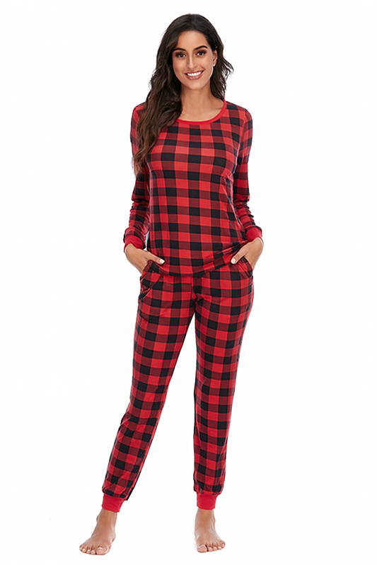 Two-Piece Relaxed Fit Co-Ord Set for Women-Red (Size-3XL) | D58