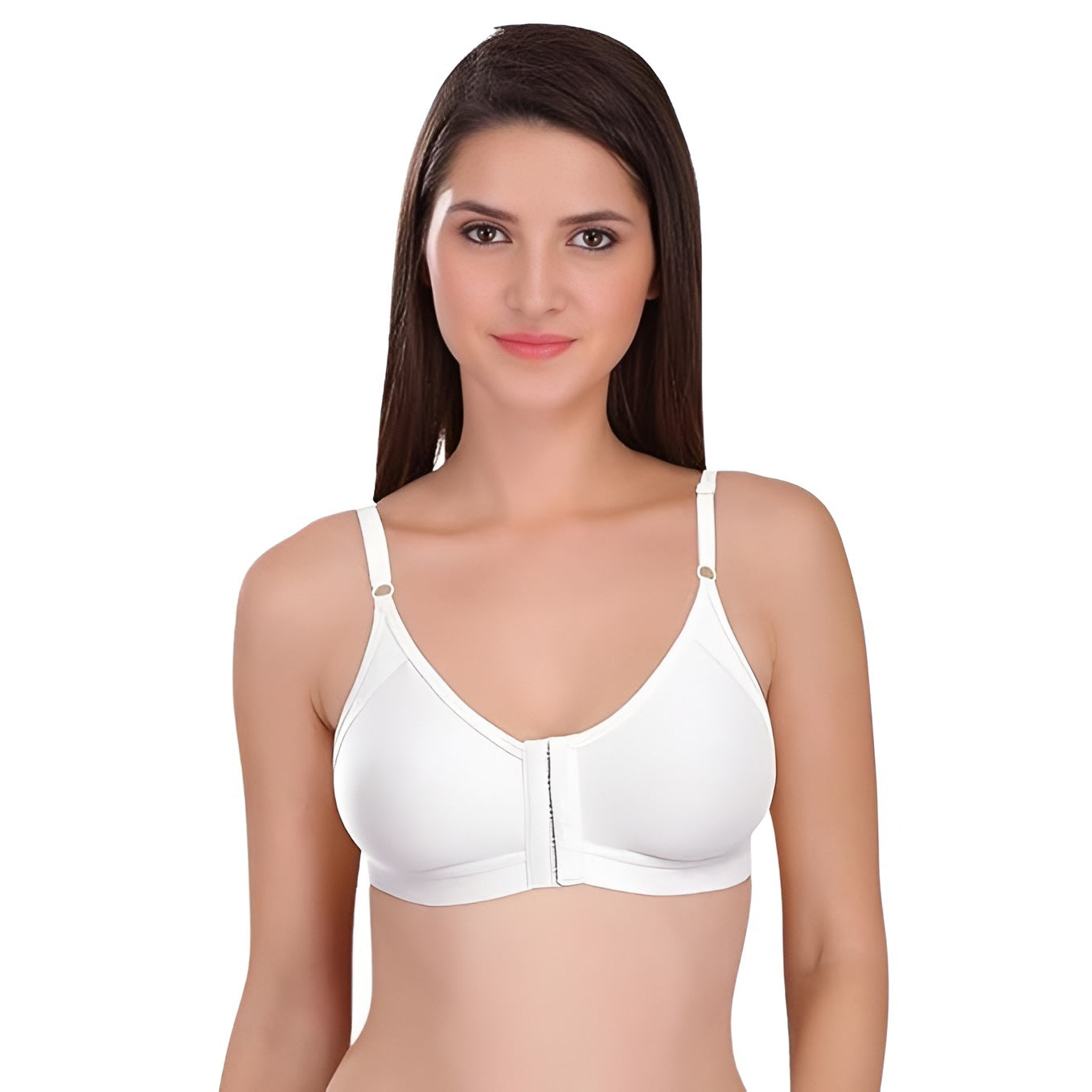 Women's Cotton Blend Front Open Bra-White (Size-34C)
