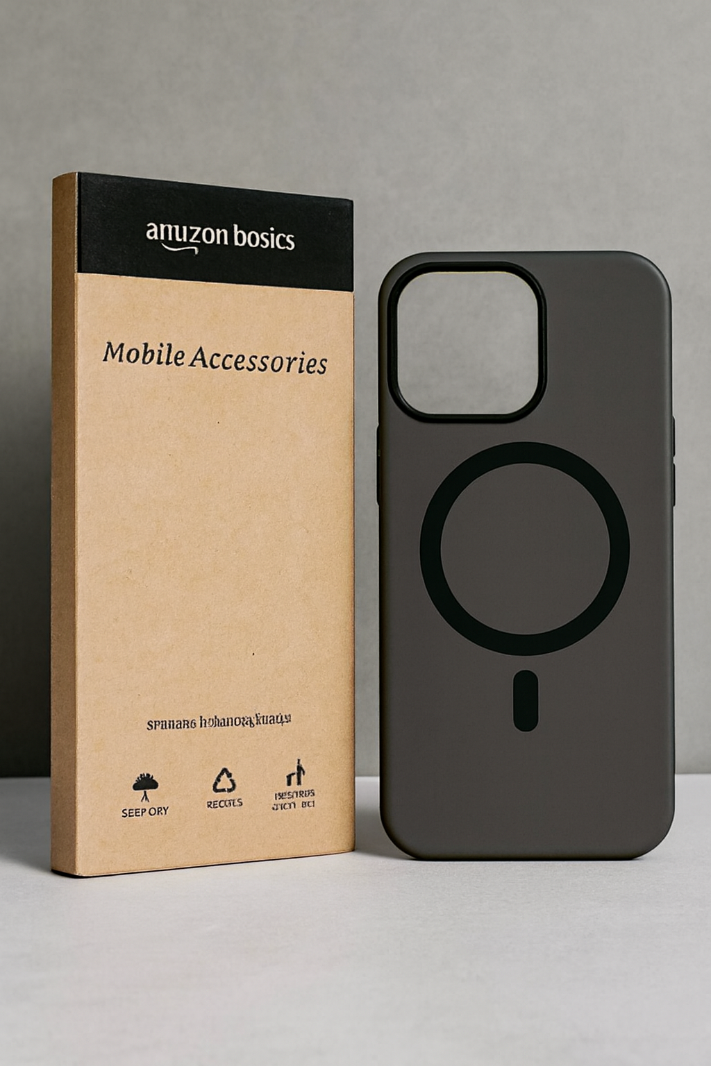vMagSafe-Compatible Matte Black Phone Case