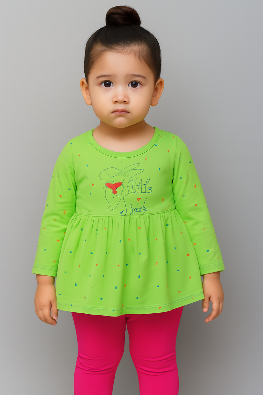 Knee-Length A-Line Dress for girls-Light Green (Size-12-18 MONTH) |