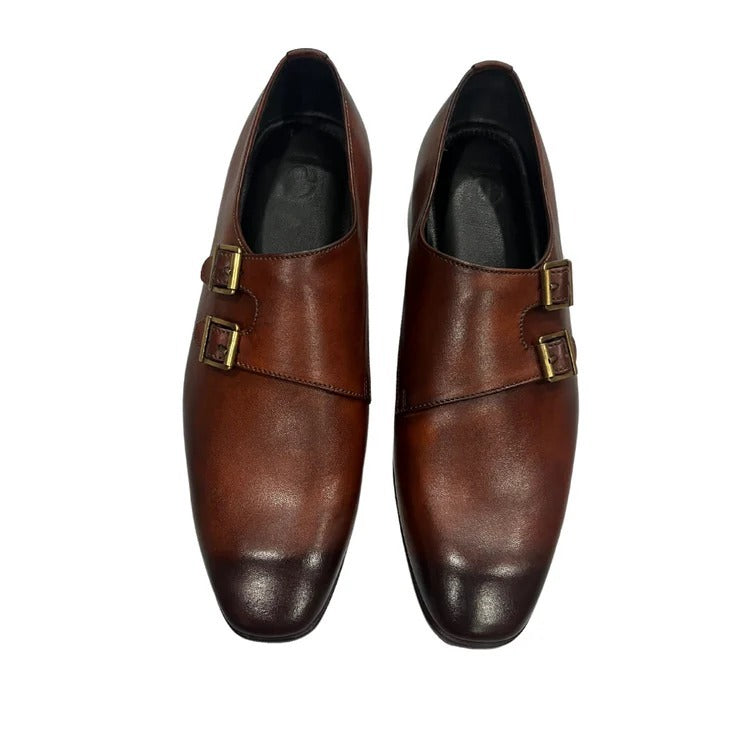 STANDARD Men’s Genuine Leather Double Monk Strap Dress Shoes –