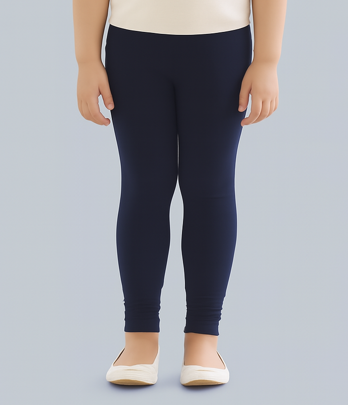 Girl's Skinny Fit Cotton Leggings-Blue (Size-6-7 YEAR) | D81