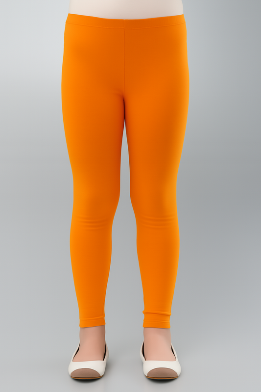 Girl's Skinny Fit Cotton Leggings-Orange (Size-7-8 YEAR) | D88
