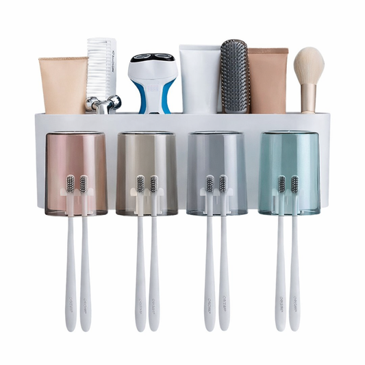 Wall Mounted Toothbrush Holder with 4 Cups