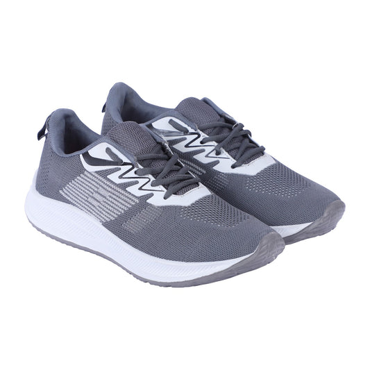 Men Lace Up Running Shoes, Grey & White (Size-7 UK)