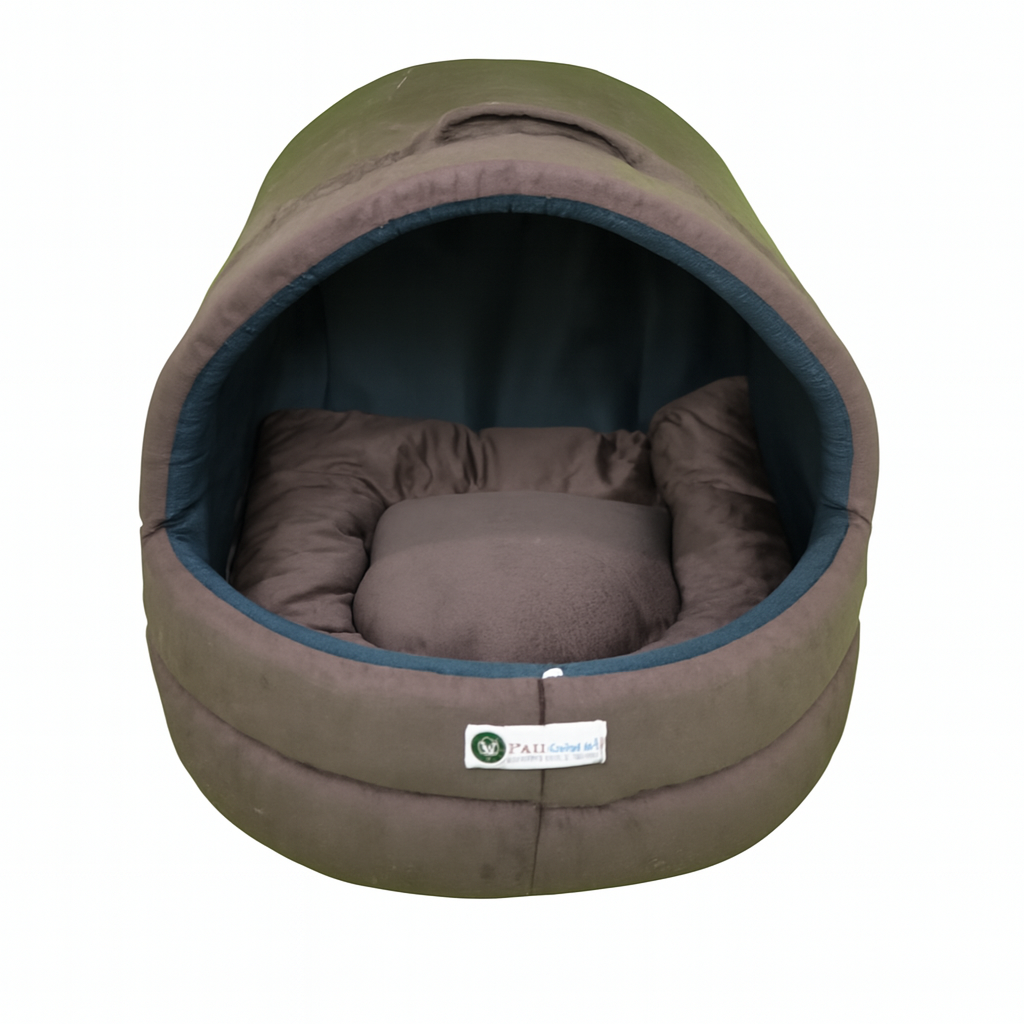 Soft Covered Igloo Style Pet House-Brown