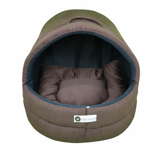 Soft Covered Igloo Style Pet House-Brown