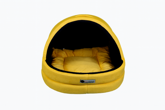 Soft Covered Igloo Style Pet House-Yellow & Black