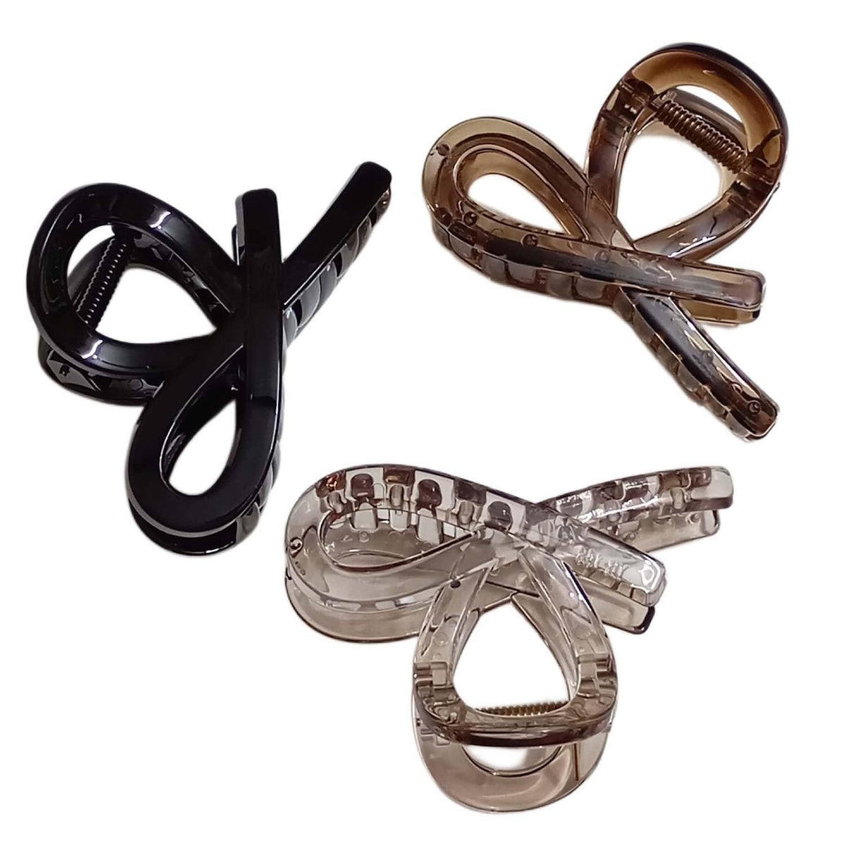 Premium Hair Clutcher Set - Stylish Claw Clips (Black, Transparent,