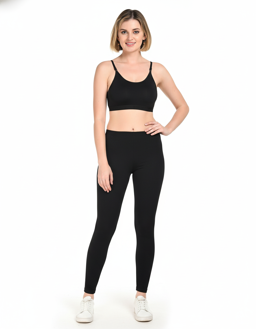 Women's Sports Bra & Leggings Set Black (3XL )