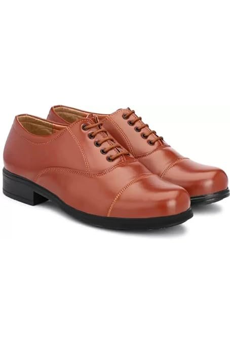 DSK Classic Tan Faux Leather Oxford Dress Shoes for Men 6 UK