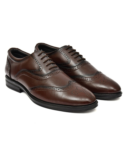 Men's Brown Oxford Brogue Dress Shoes (Size 9UK)