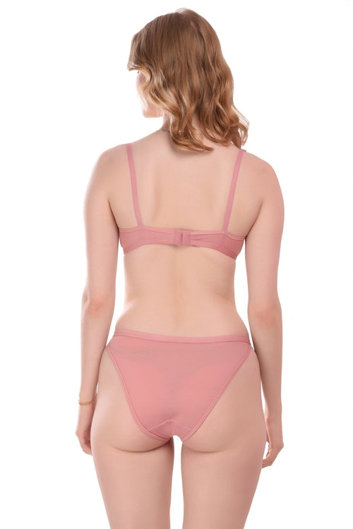 Women's Cotton Blend Lingerie Set (Size-32B) (Color-PINK)