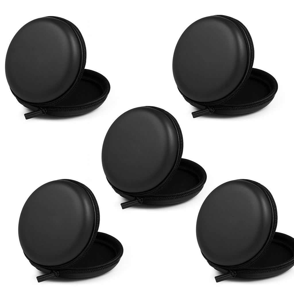 Compact Black Zipper Case for Electronics-Set Of 5