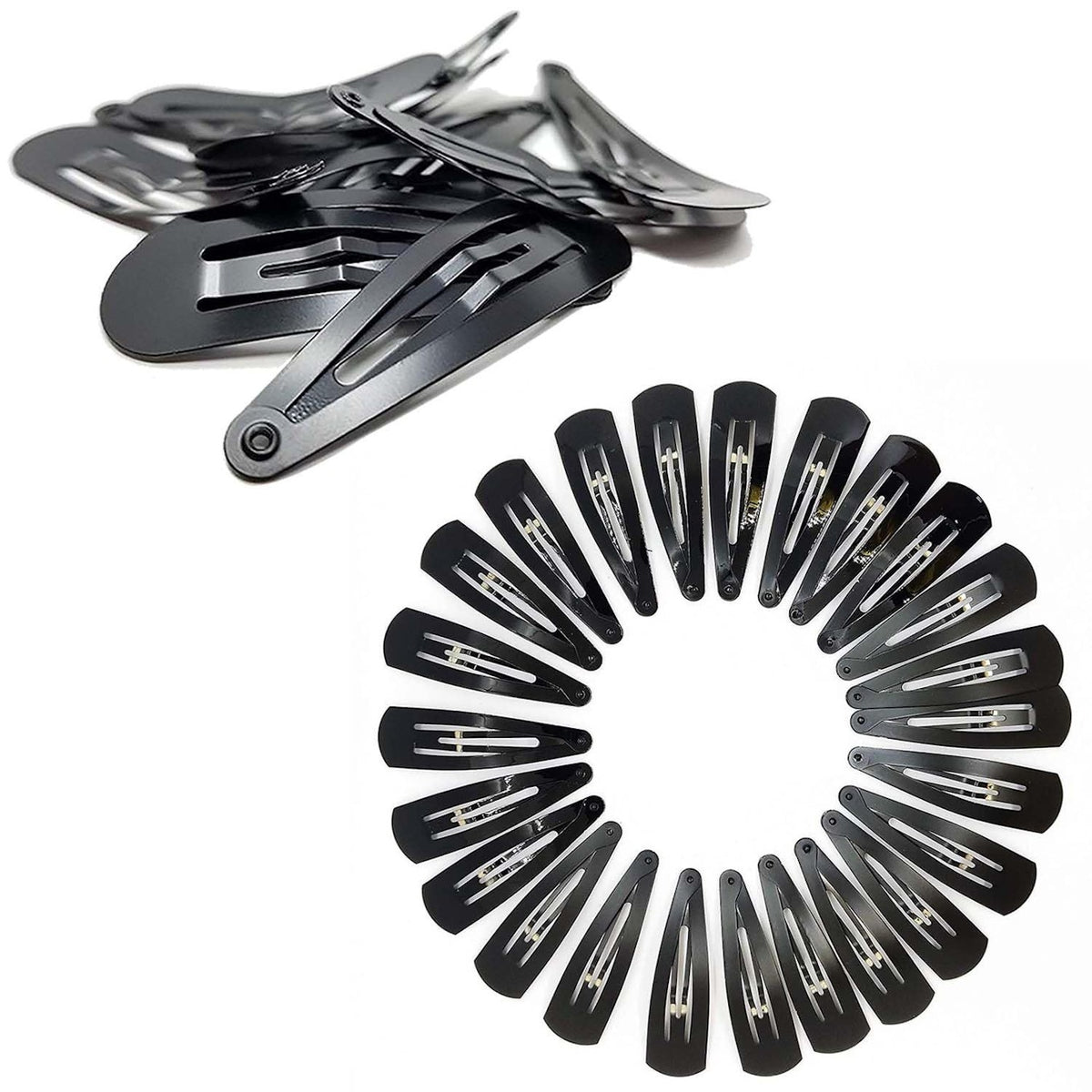 Tic Tac Hair Clips Matte Black Pack of 12