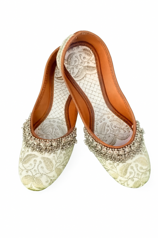 White White Juttis (Size-5 UK)