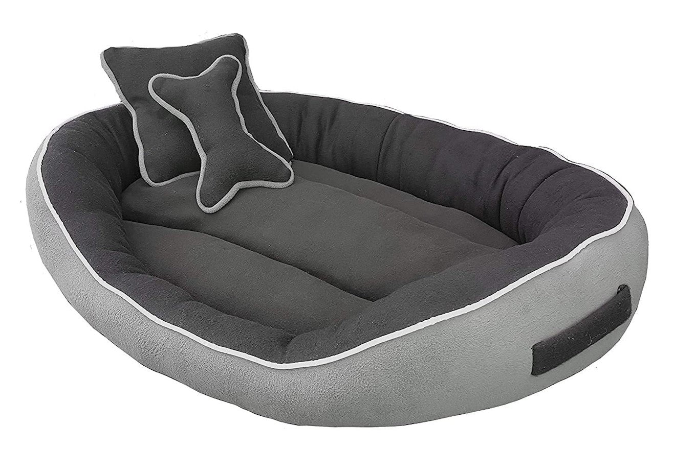 Reversible Grey Black Small Pet Bed Anti-Skid Base