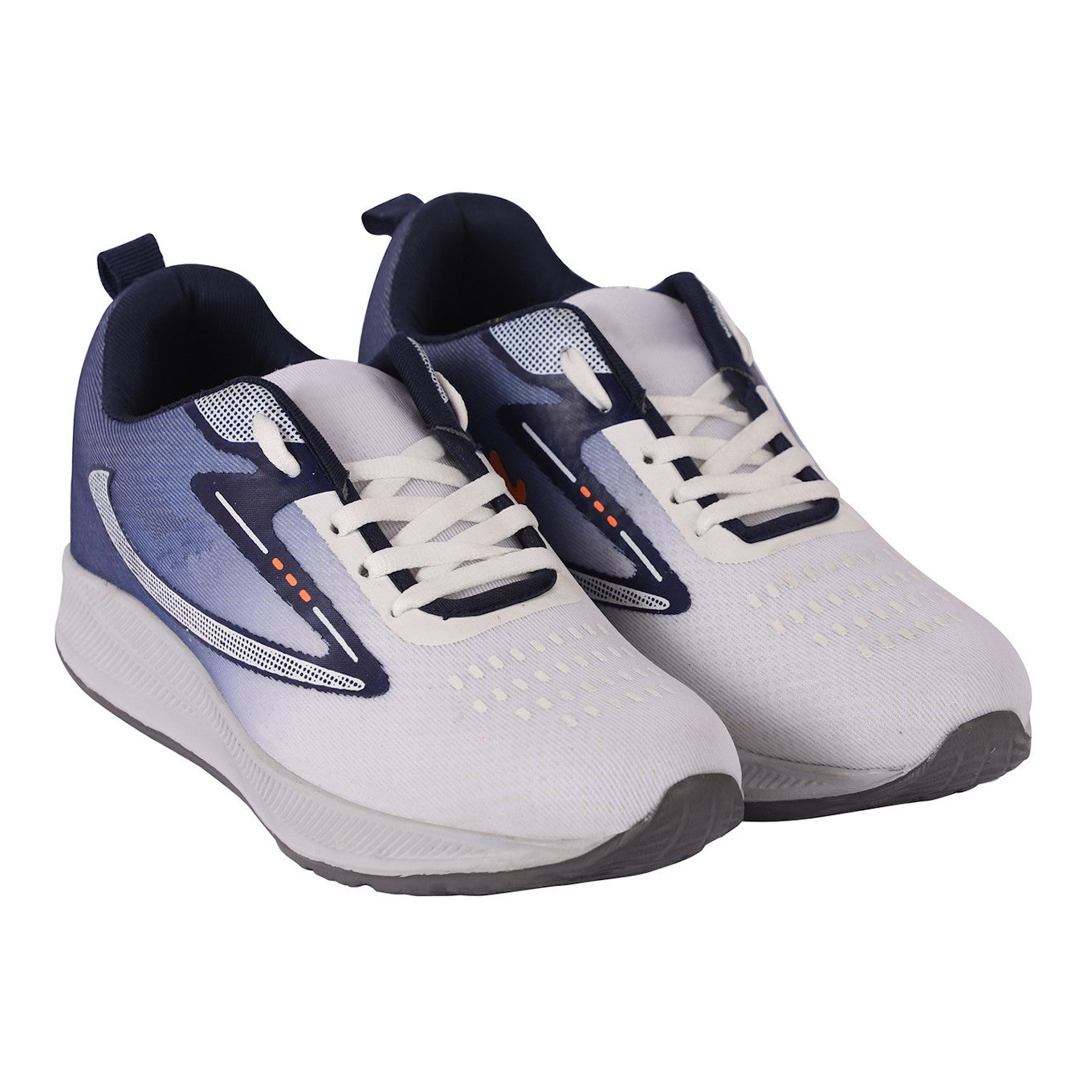 Men Lace Up Running Shoes, White & Blue (Size-6 UK)