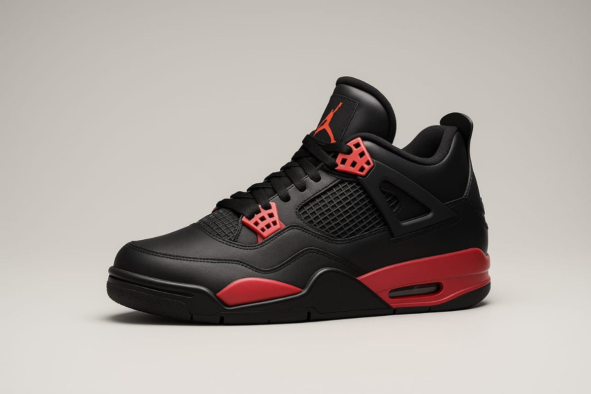Air Jordan 4 Retro 'Bred Red Accents' Basketball Sneaker (SIZE 7 UK)